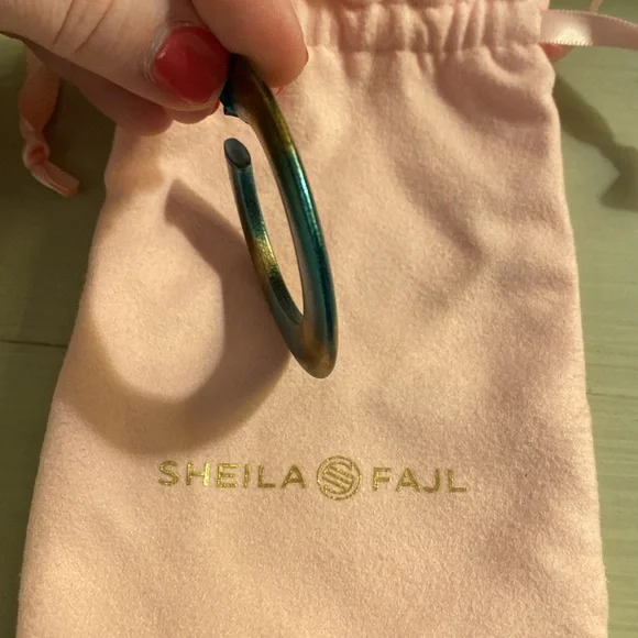Never worn Sheila Fajl burnished turquoise hoops - Picture 2 of 4